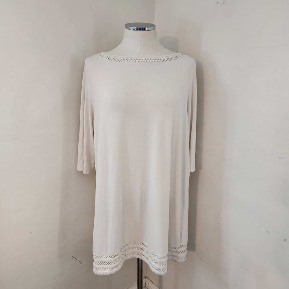 J.‎ Jill Ivory Eyelet Trim Tunic Women's Size XL